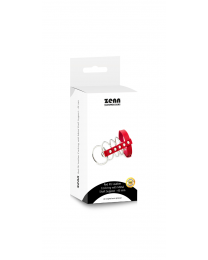 Red PU Leather Cockring with Metal Shaft Support - 45 mm
