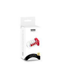 Red PU Leather Cockring with Metal Shaft Support - 50 mm