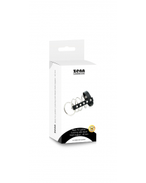 Black PU Leather Cockring with Metal Shaft Support - 45 mm