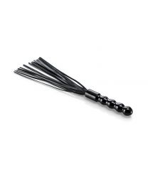 Leather Whip with Wooden Ribbed Black Coated Grip